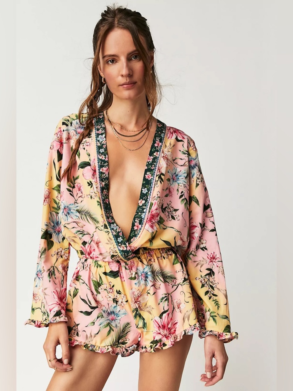 NWT Agua Bendita Free People Larissa Floral Romper Sz M